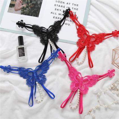 Sexy Underwear Open Crotch Butterfly G-string Lace..