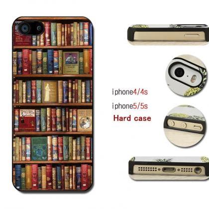 Library Bookcase Hard Case Cover For Iphone..
