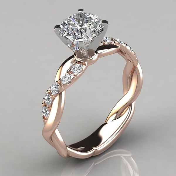Shiny Diamond Rings Elegant Temperament Engagement Wedding Jewelry