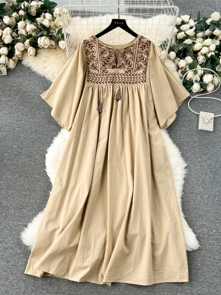 flowy embroidered dress Bindhu Black Flowy Embroidered Sleeveless Dress main image 0