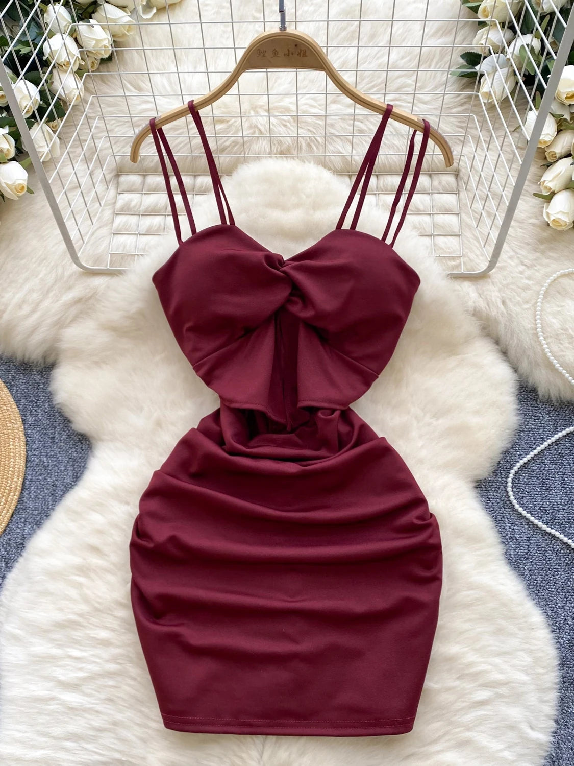 maroon bodycon dress Shop Burgundy Halter Neck Mini Bodycon Dress - for Women | OUTZIDR