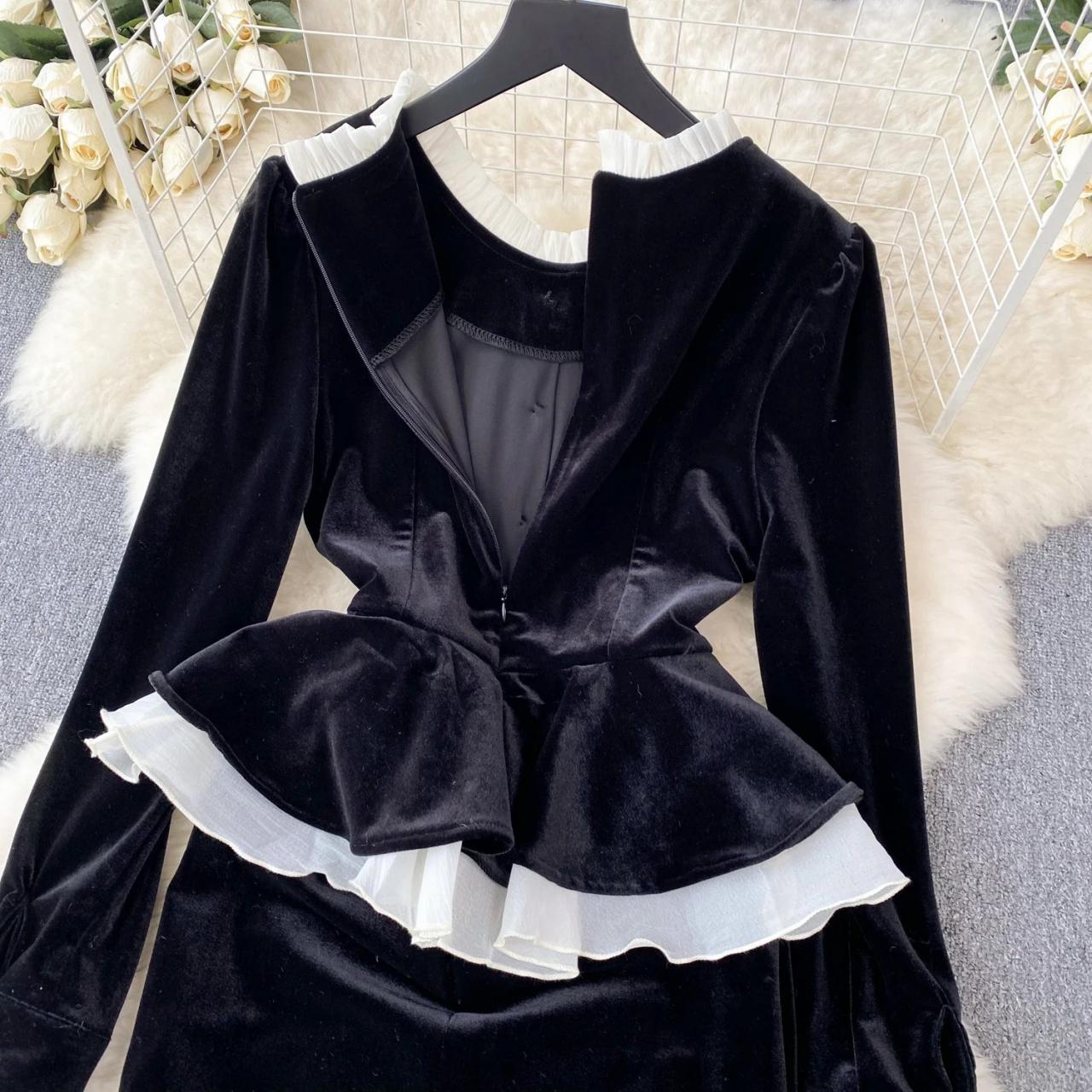 black velvet dress gold buttons Midnight Velvet Buttoned Mini Dress L main image 0