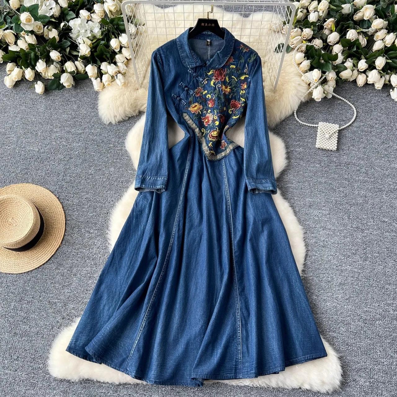 white christmas dresses Stetson Women's Allover Embroidered Denim Dress main image 1