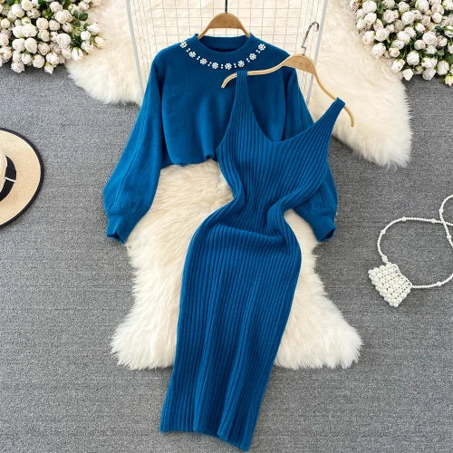 olive green plus size bridesmaid dresses Women Minimalism Autumn Fashion Sweater Dress green / S main image 1