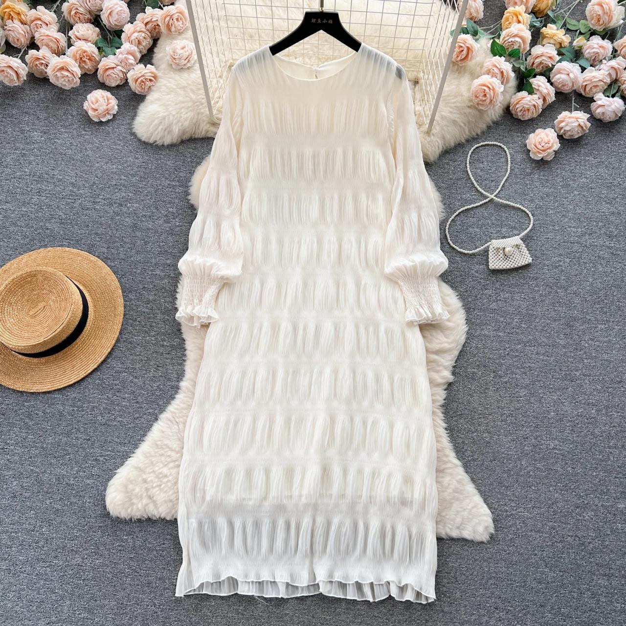 Chic Long Sleeve White Sheer Maxi Dress on Luulla