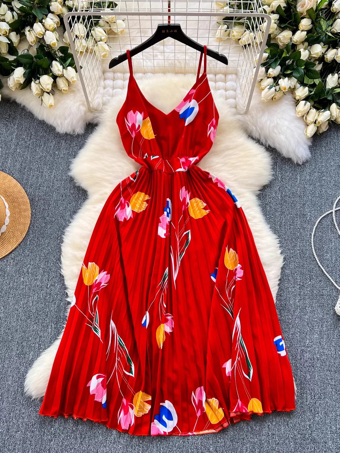 open lace back dress Sonia's Pleated Spaghetti Strap Rhinestone Mini Dress