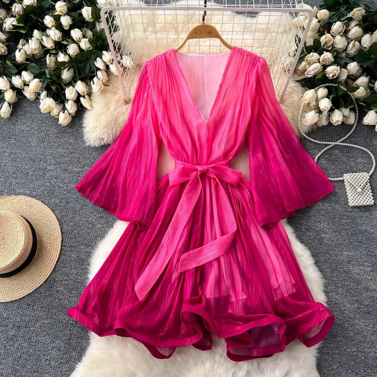 belt for flowy dress THML Fern V Neck Dress M (6-8)