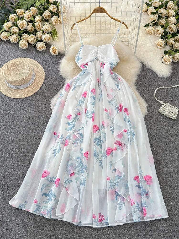 white christmas dresses Ivory Floral Chiffon Long Sleeve Maxi Dress – PinkBlush main image 1