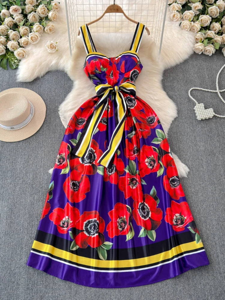 Vibrant Floral Striped Sleeveless Summer Dress Spring Midi Dresses 2025 on  Luulla