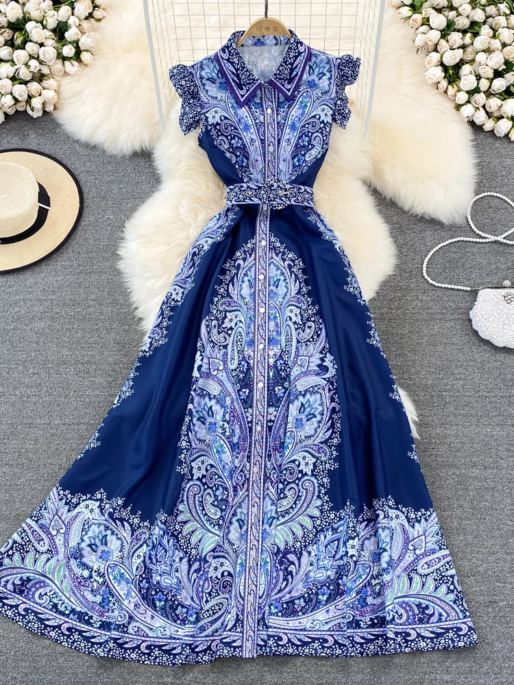 blue paisley midi dress REFORMATION FLORAL PRINT CREPE MIDI DRESS US 4 UK 8 main image 0