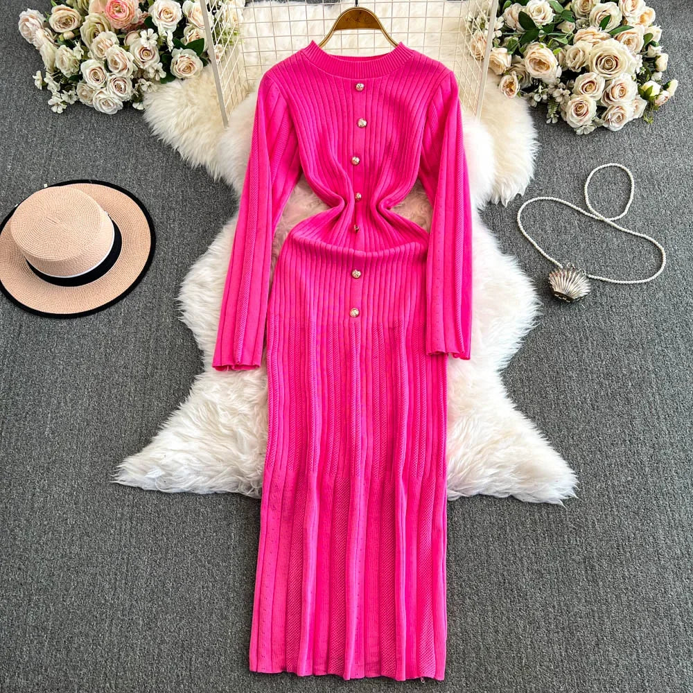 strapless open back dress Hot Pink Sequins Lace Prom Gown Single Shoulder Sparkly Prom Dresses with Slit ARD3092 main image 1