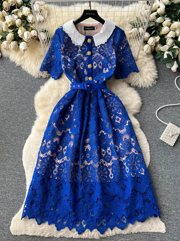 chinese dress ladies Blue Zinnia Lace Midi Dress main image 0
