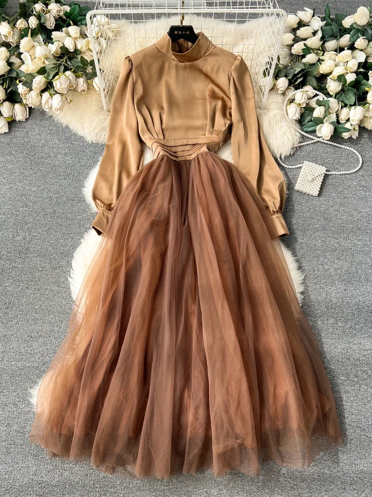 brown tulle maxi dress Wholesale Jasmine Soft Tulle Maxi Dress in Brown Floral for your store