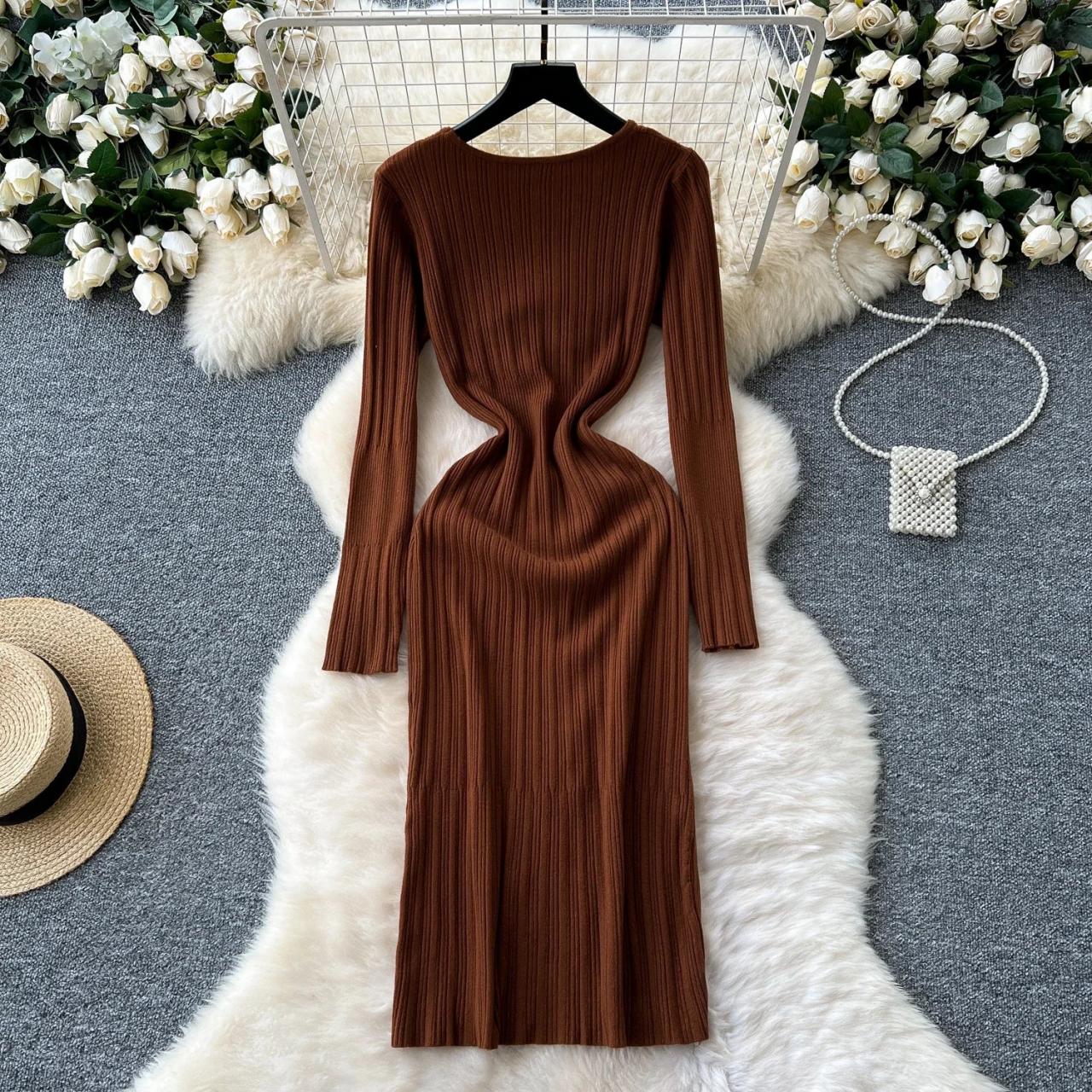 knee length dresses for ladies Floral mid-length sleeve floaty long dress – Sofiq main image 0