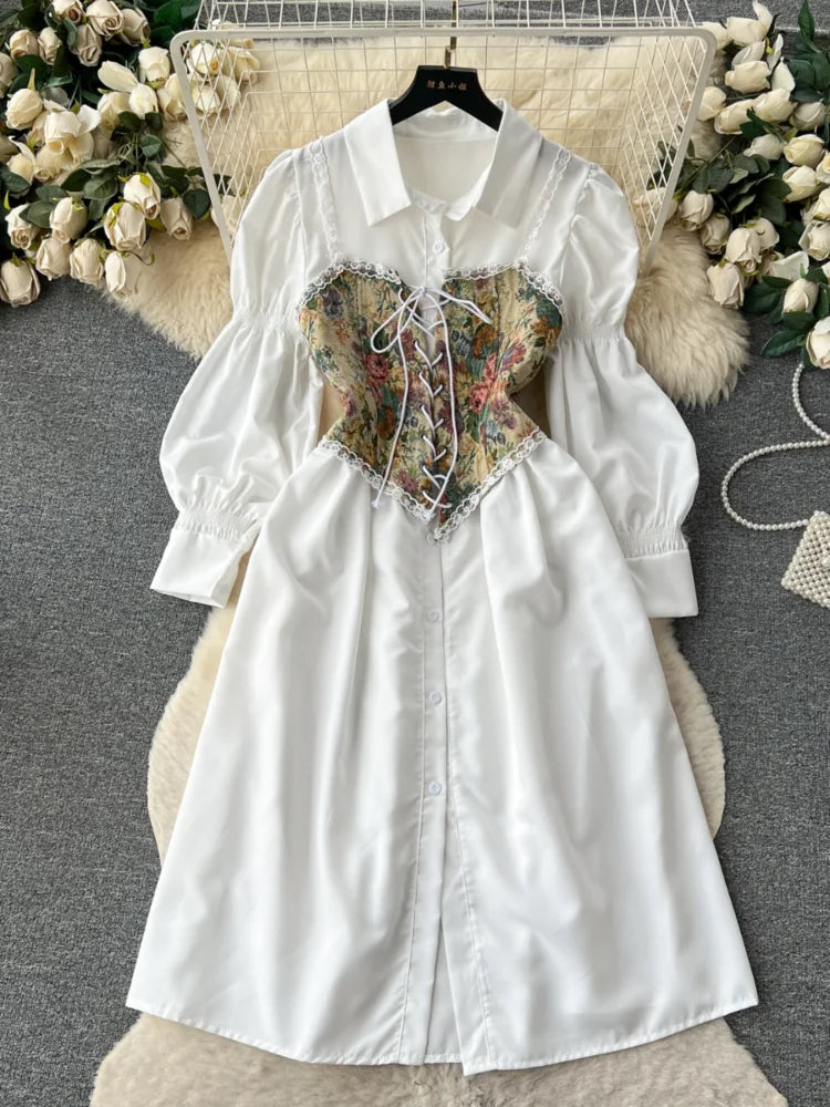white christmas dresses Chantel Formal Satin Corset Lace-Up Midi Dress