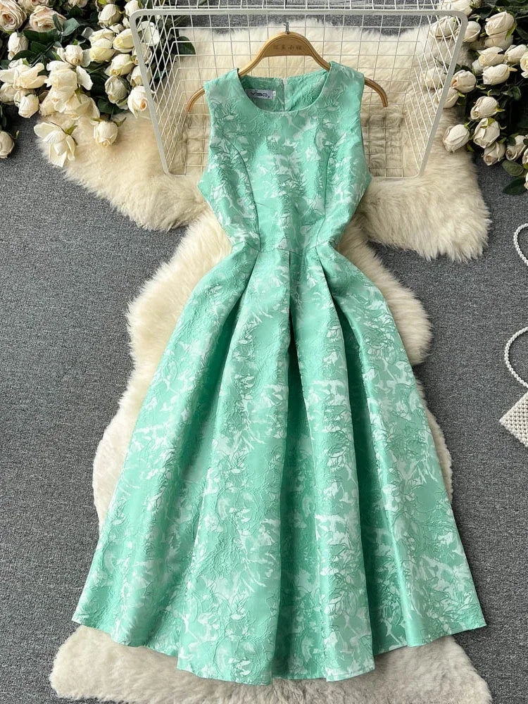 Floral Sleeveless Mint Green A-line Dress 2025 Midi Dresses Spring Summer  Dress on Luulla