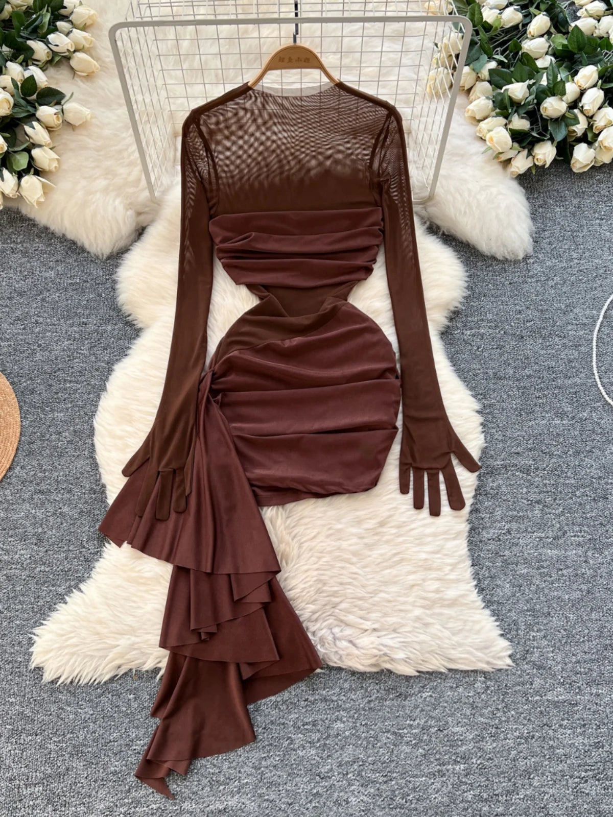 chocolate brown casual dress Shop Solid Chocolate Brown Maxi Dress for womens in the USA main image 1