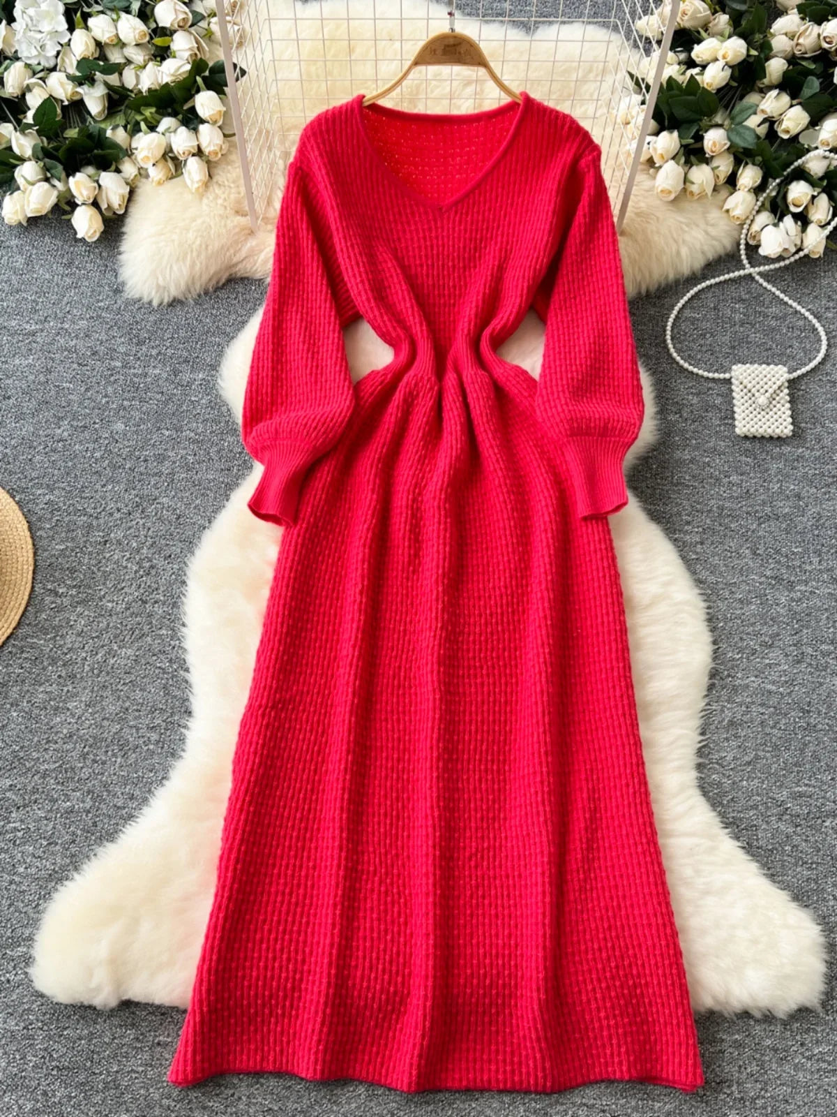 knee length dresses for ladies Backless Maxi Knit Dress F(ONE Size) / Charcoal Gray main image 0