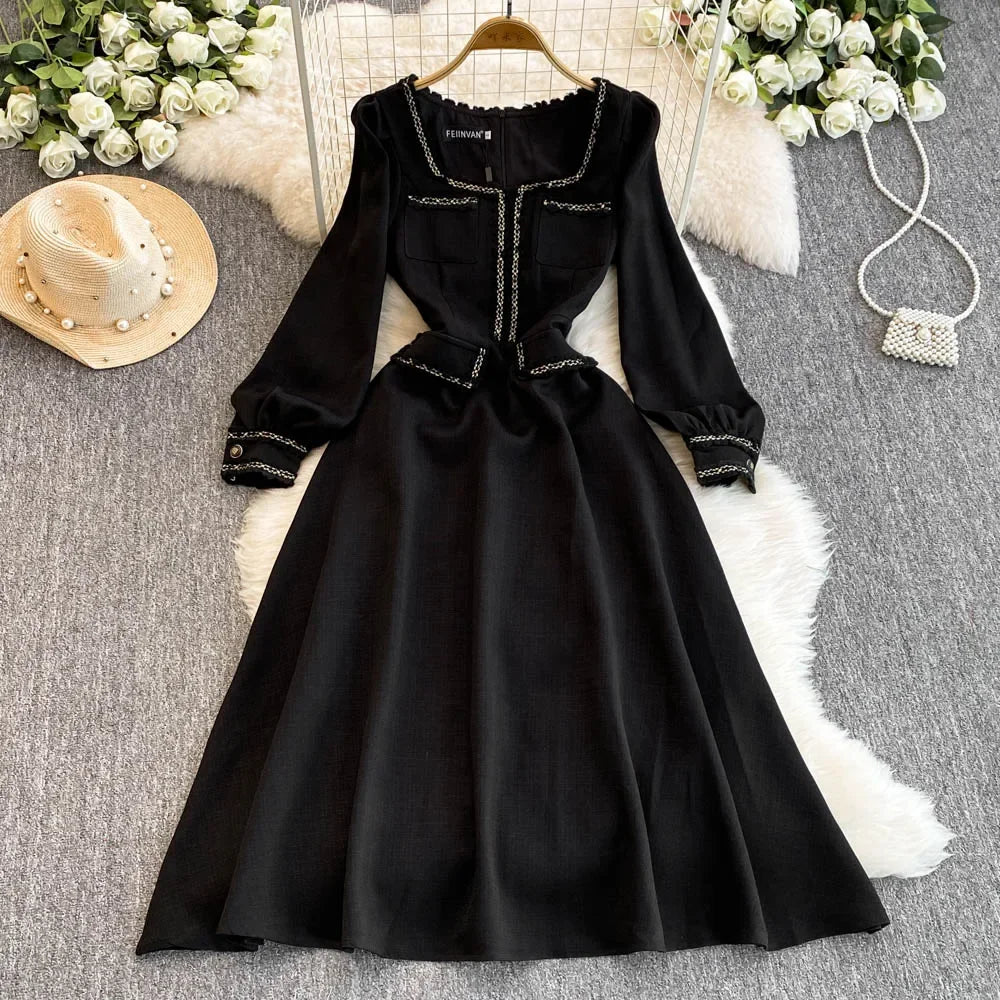 black long sleeve midi dress formal Salvatore Long Sleeve Midi Dress main image 0