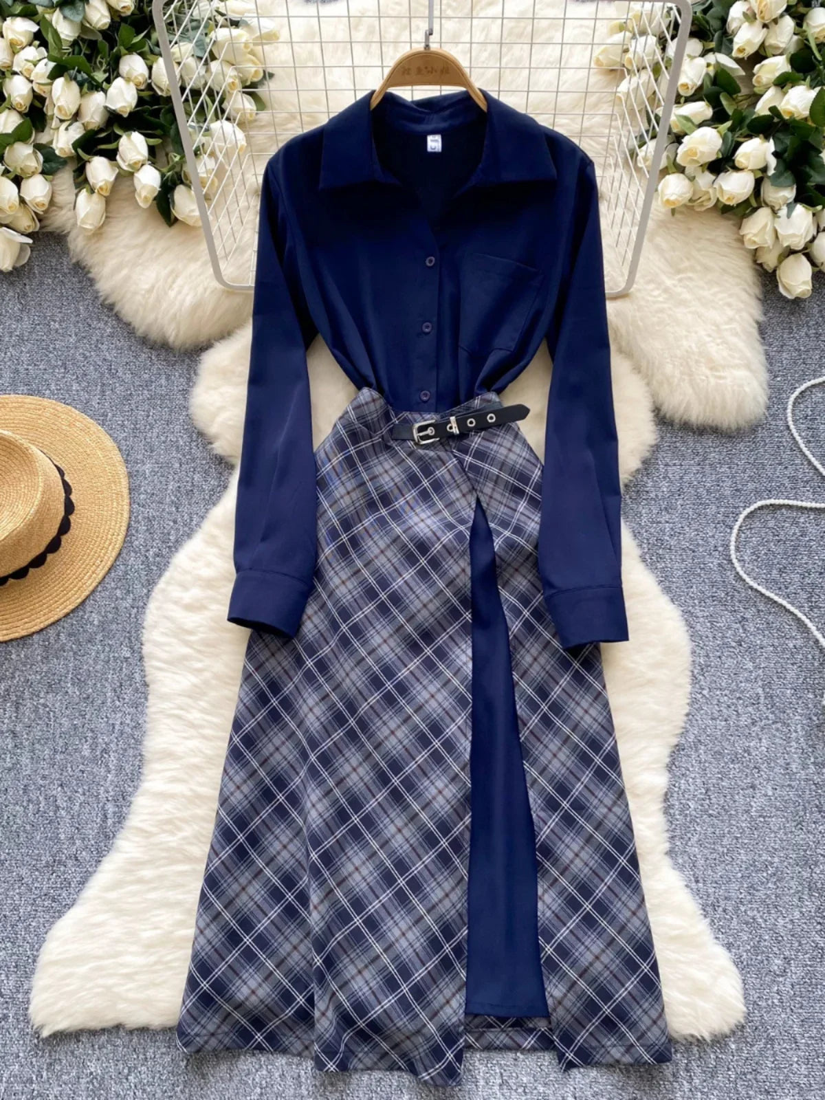plaid belted shirt dress Derby Plaid Belted Mini Shirt Dress