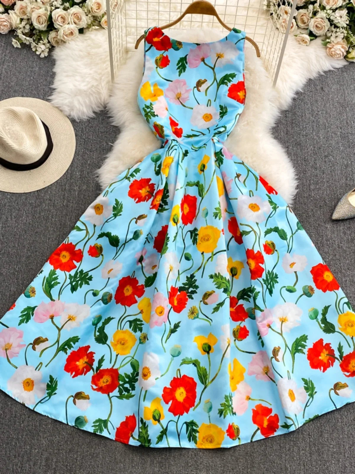 midi spring dresses 2025 Wulmleo Women's Fall Dress Casual Long Sleeve V Neck Dot Pleated A Line Flowy Light Blue L or sunset strolls Spring Dresses for Women: 2025
