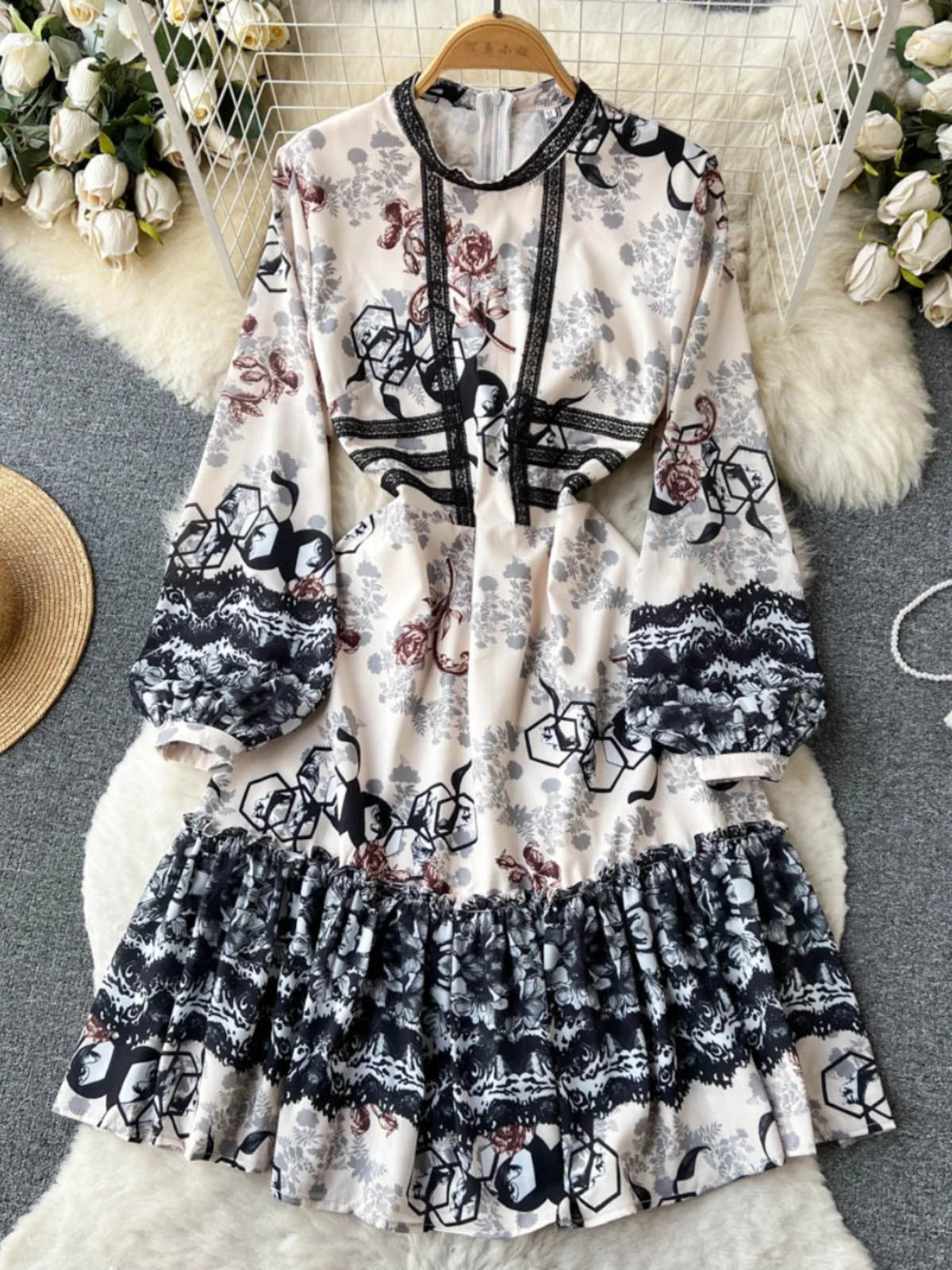 chinese dress ladies Blue Floral Tiered Maxi Dress - Floral Dresses main image 1