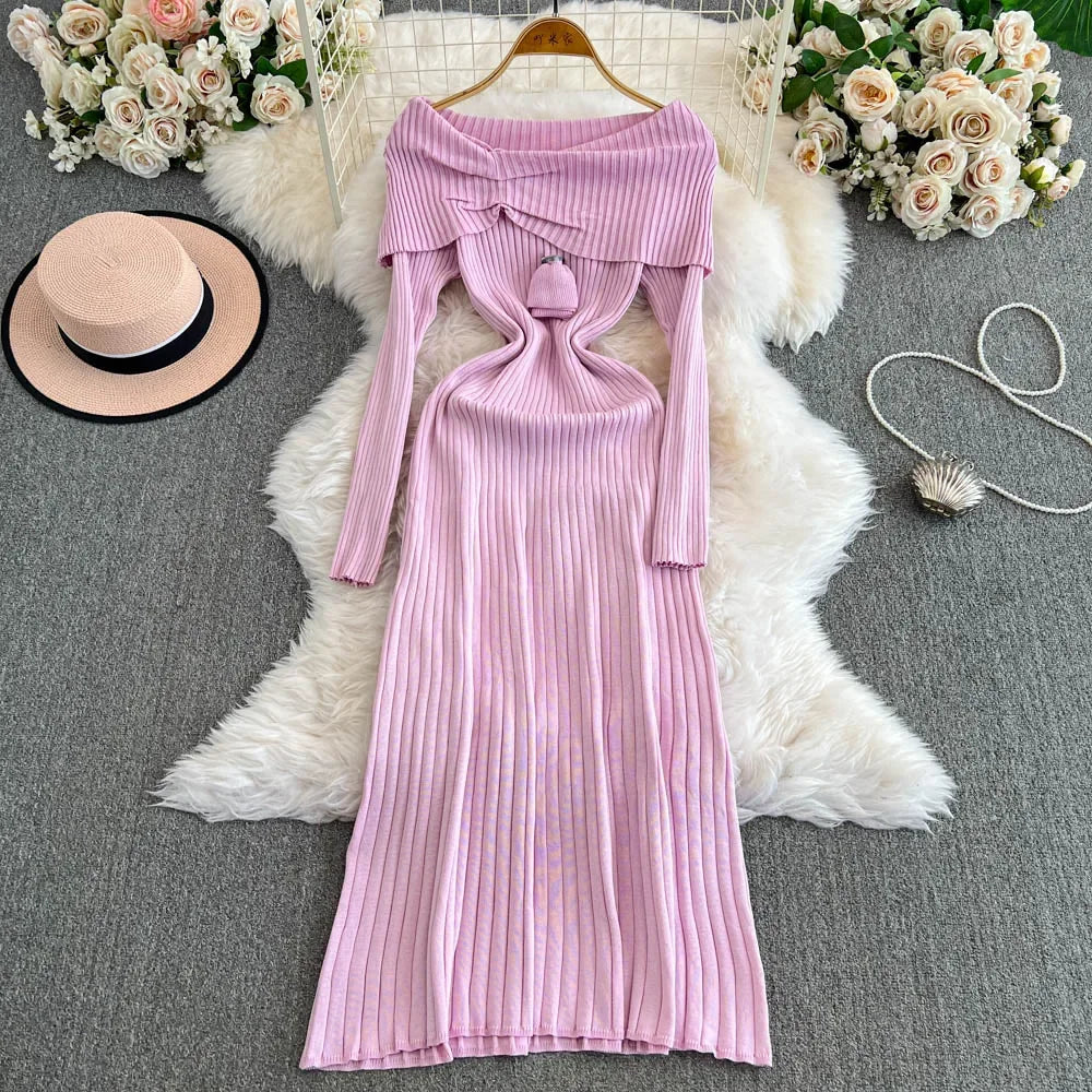 high neck knitted dress Grey High Neck Knitted Jumper Dress – AX Paris US main image 0