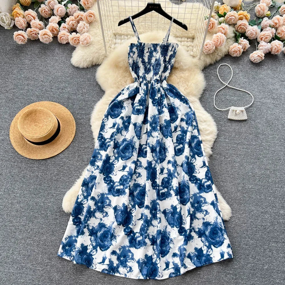 Floral Spaghetti Strap Maxi Dress Summer Fashion 2025 Midi Dress