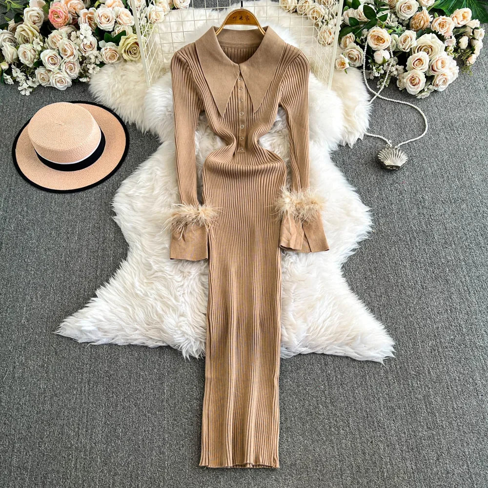 fitted lace wedding dress Amazon.com: HGps8w Women Knit Long Sleeve Maxi Dresses with Feather Cuffs  Sexy Button Down V Neck Collared Slim Fit Long Dress Streetwear : Clothing,  Shoes & Jewelry