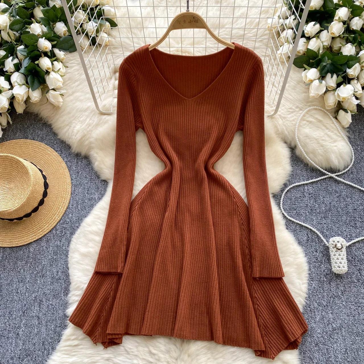 crepe knit button collar dress Ivory Lapel Neck Button-Front Crepe Dress – shopaleena main image 1