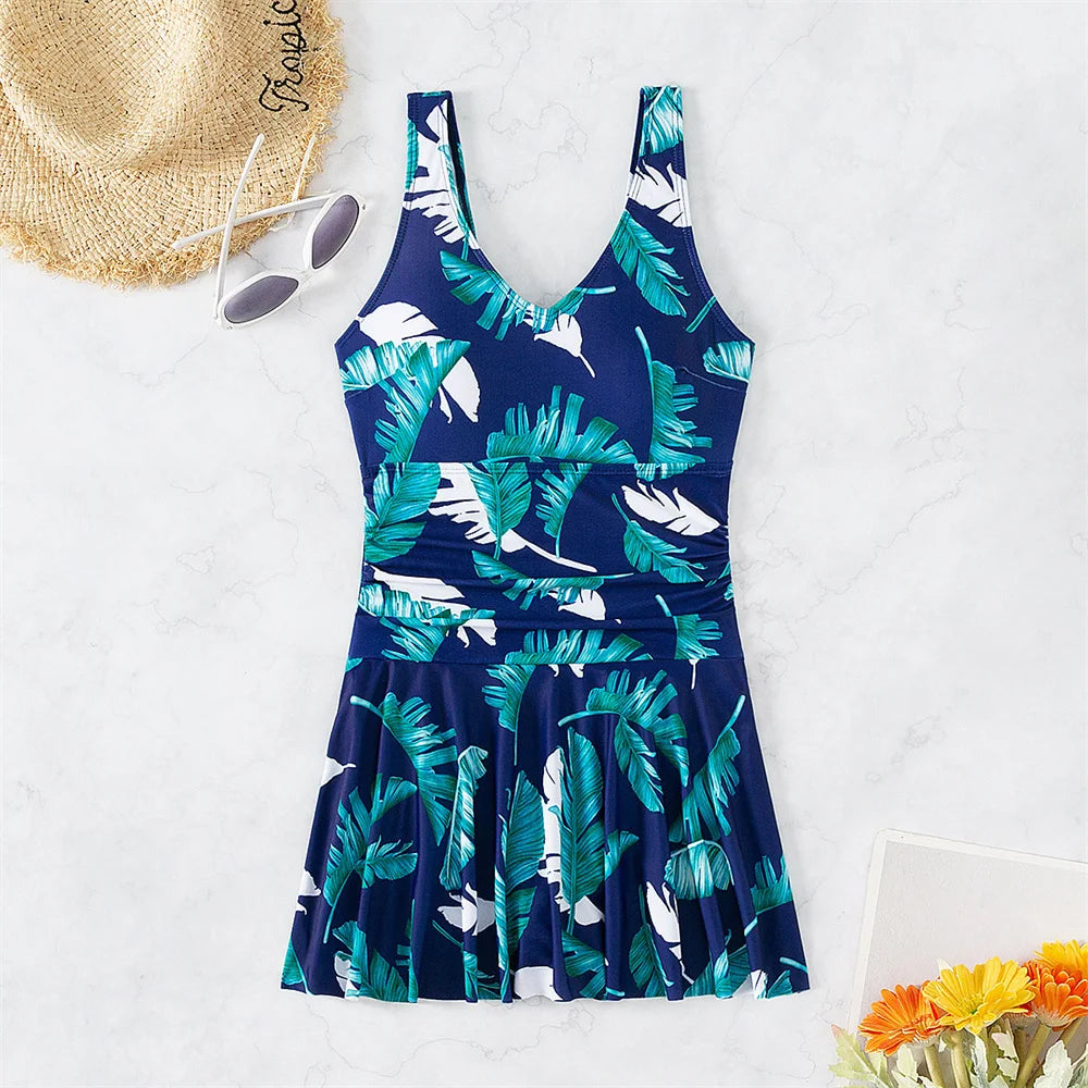skater swim dress ShapeSolver Women's Square Neck Skater Dress