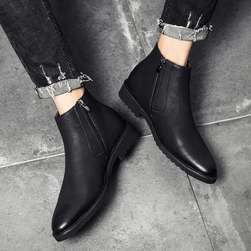 Black Leather Ankle Boots - Sleek Zip Chelsea Bootie Marc Fisher Yale Pointy Toe Chelsea Bootie main image 4