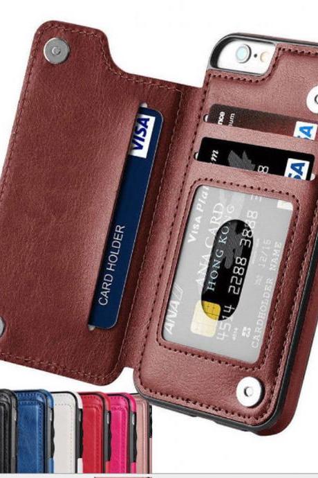 New Fashion Leather Wallet Case with Card Slots iPhone X 8 7 6 Plus 5 & Samsung Galaxy S7 S8 S9 Plus Note 8 9
