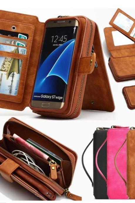 Fashion Multifunctional Detachable Zipper Wallet Case Handbag Pouch for iPhone &Samsung