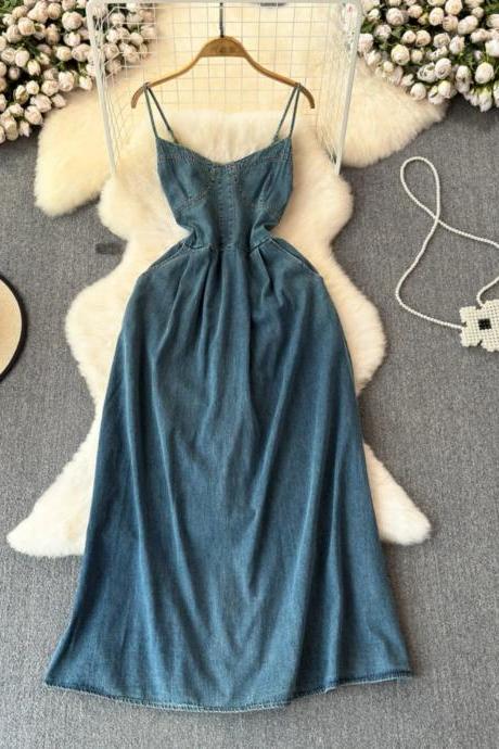 white christmas dresses LONG DENIM DRESS main image 1