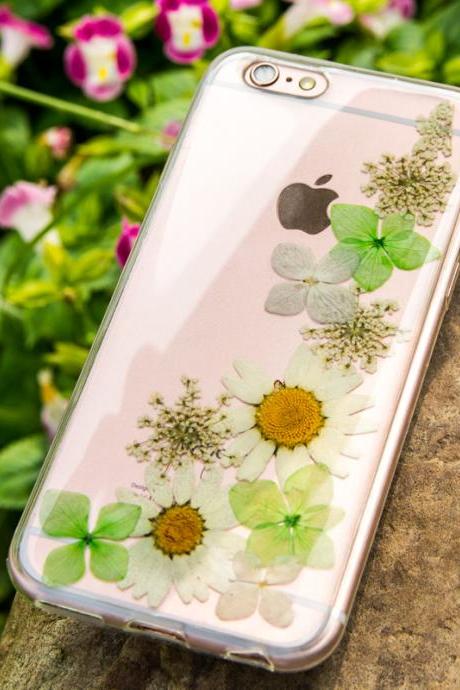 Real Pressed Flower Silicone TPU Case cover for iPhone 6/6s,iPhone 6 plus/6s Plus