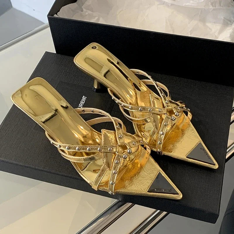 Point Toe Strappy Knot Heels
